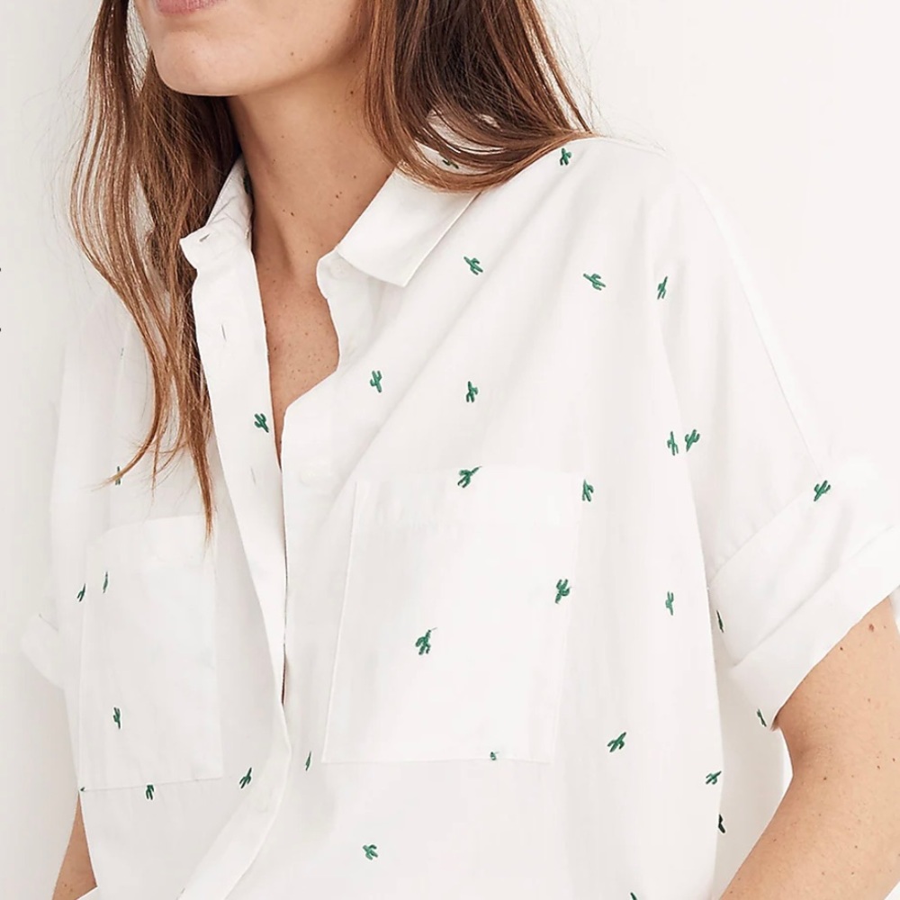 Madewell Cactus Embroidered Courier Shirt XS